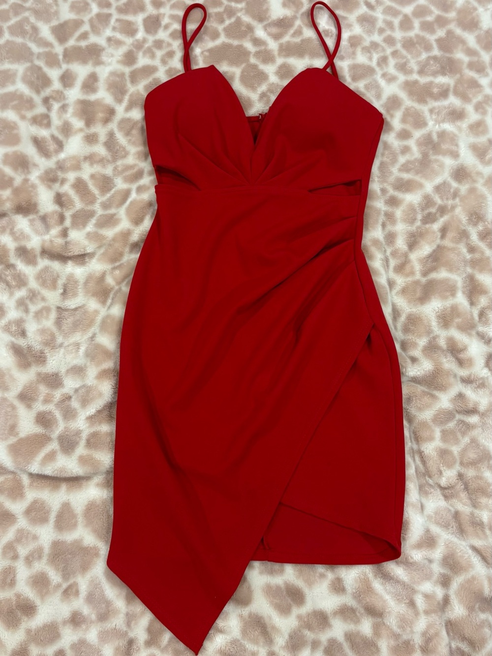 Fashion Nova Red Spaghetti-Strap Wrap Mini Dress